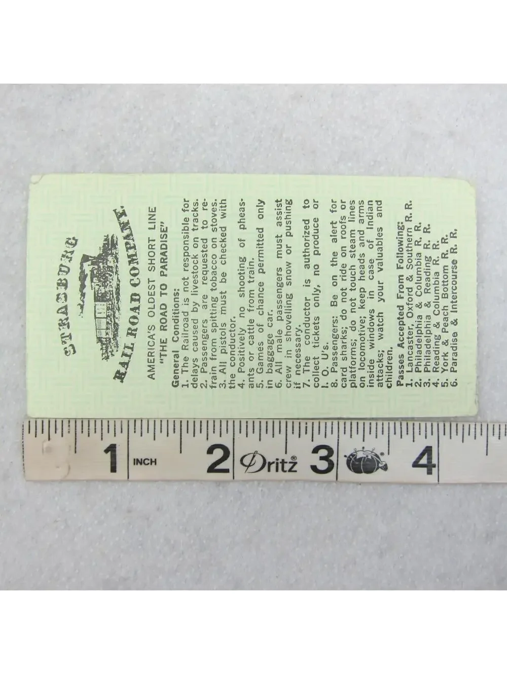 Strasburg Rail Road Co Pennsylvania Short Line Conditions Antique 1890s RARE